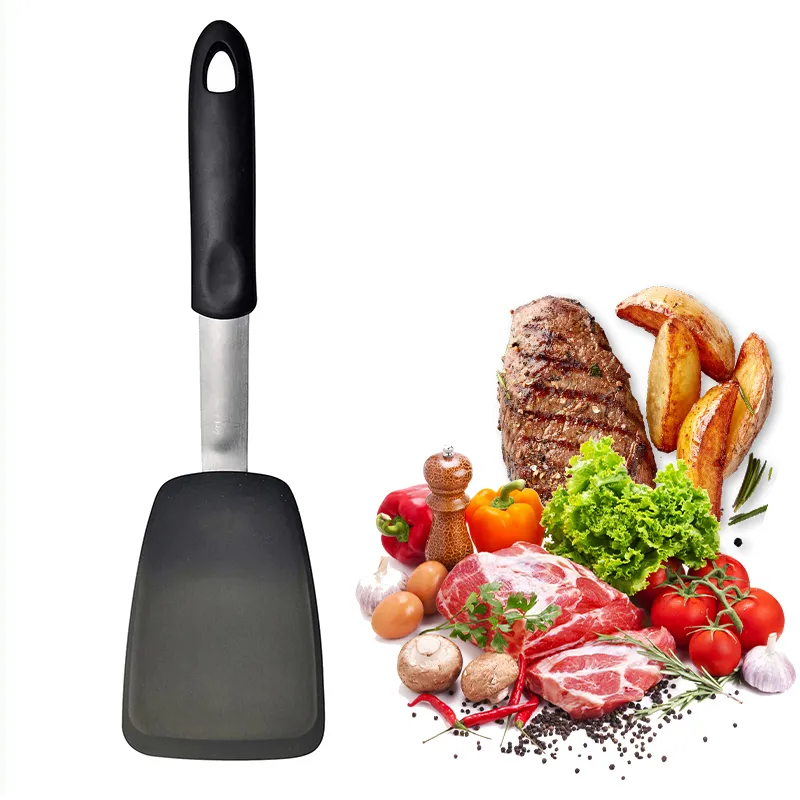 Flexible Silicone Spatula Heat Resistant Turner Non-Stick Cooking Shovel Good Grip Steak Turner For Flipping Frying Pancake