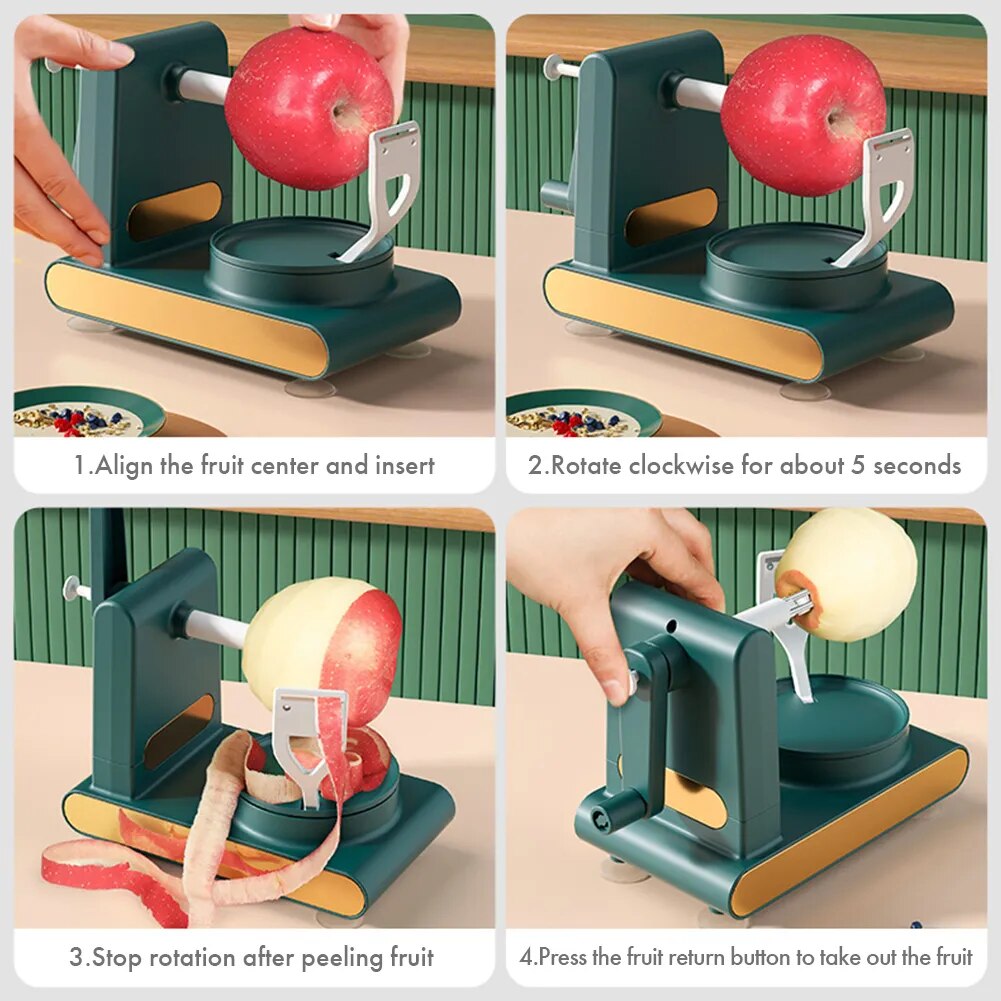 Multifunctional Fruit Peeler: Manual Apple Slicer & Kitchen Gadget - Rotary Peeling Tool with Cutting Function