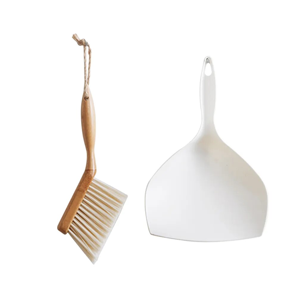 Bamboo Handle Mini Brush Shovel Set Household Plastic Cleaning  Small Brush Dust Shovel