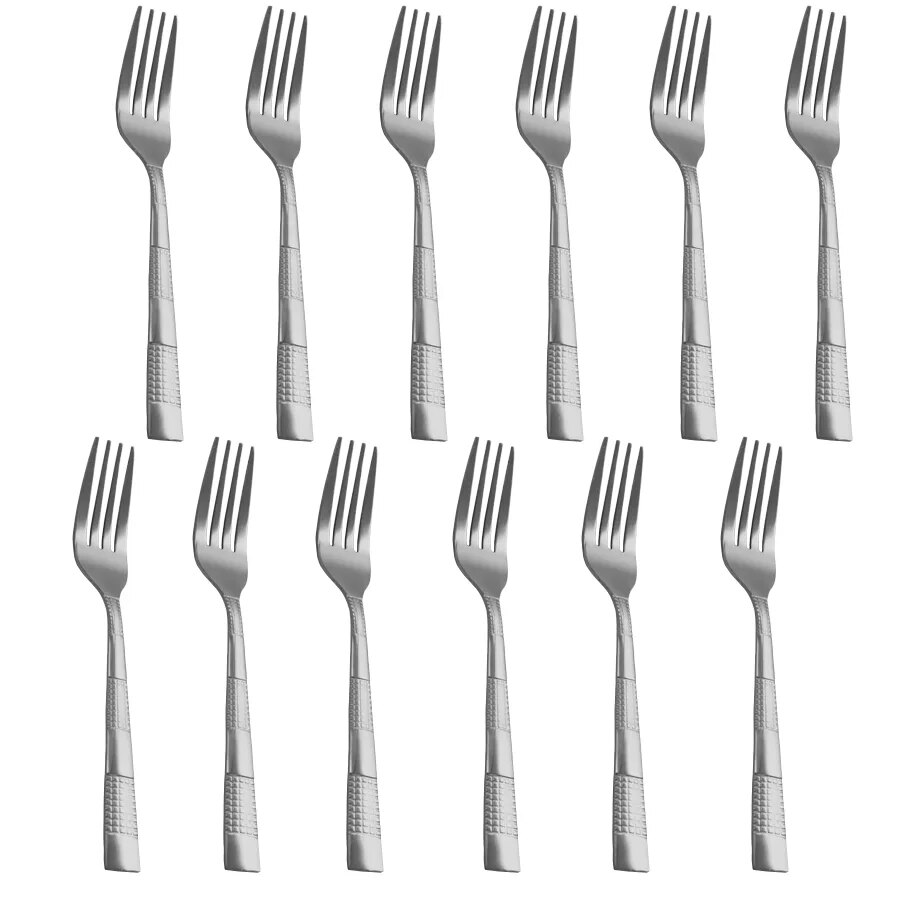 12pcs Pack Lattice Pattern Top Food Grade Stainless Steel Silverware Fork Table Fork Cutlery Fork Set Perfect For Party Trips