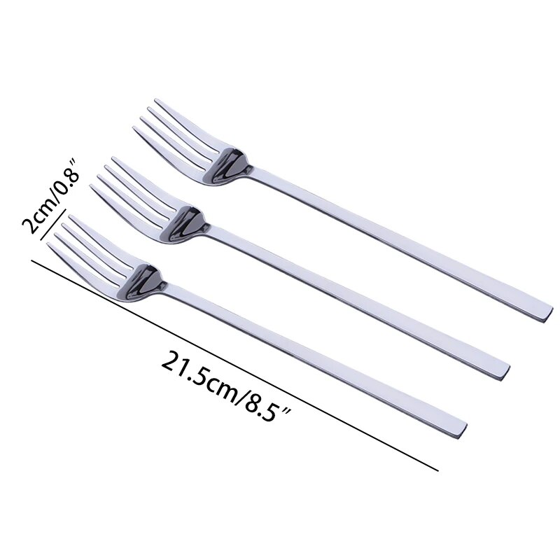 3pcs Stainless Steel Dinner Fork Long Handle Table Forks set Korean Cutlery Four Tine Salad Dessert Fruit Forks Kitchen