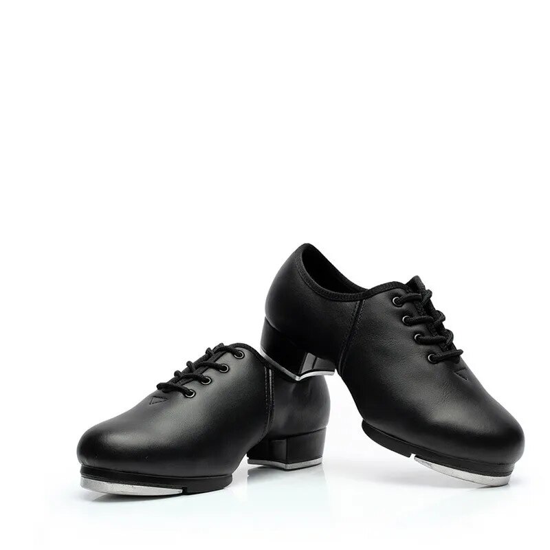 Performance Tap Dance Shoes: High Heel Soft Sole Leather Sneakers, Step Shoes for Dance Recitals