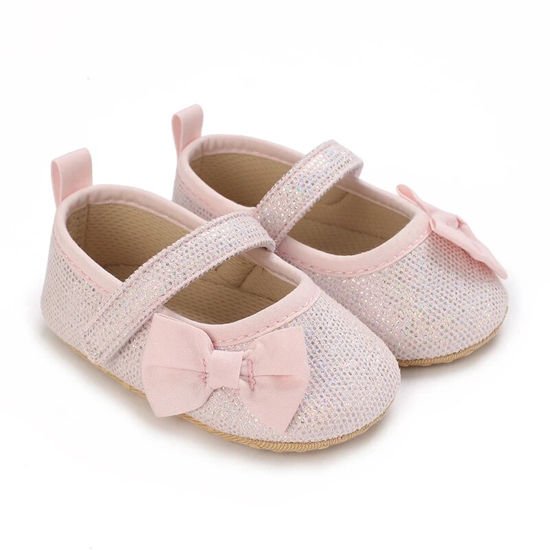Girl Baby Bow Princess Shoes Flat Shoes Soft Sole Walking Shoes First Step Shoes Versatile