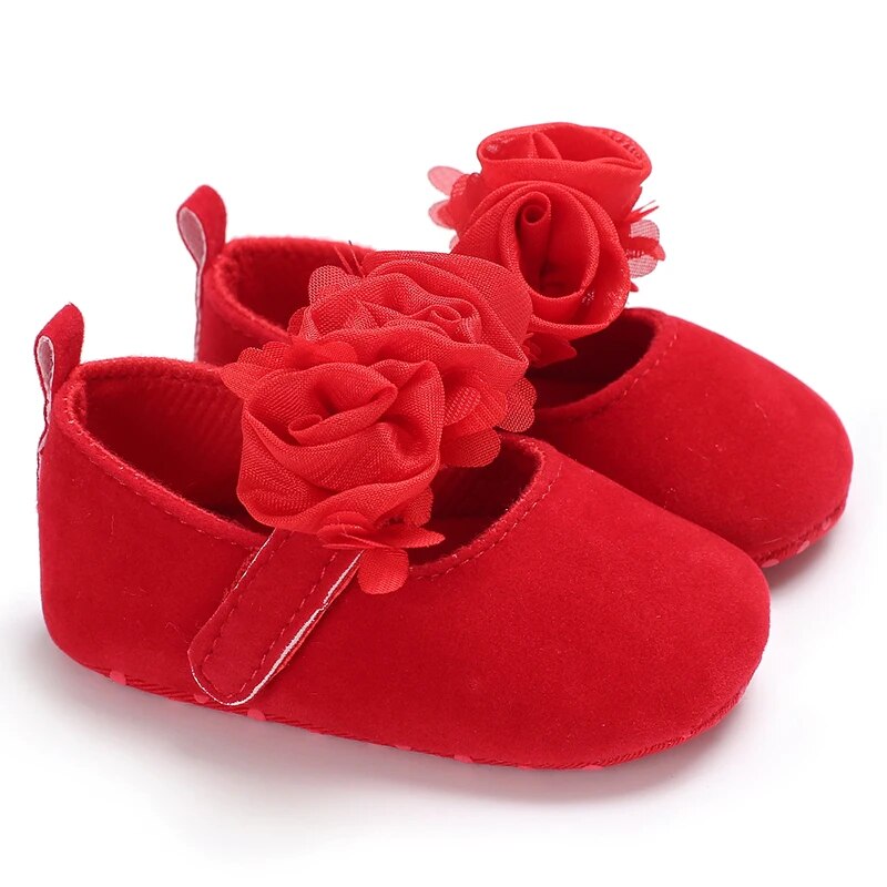 Baby Shoes Cute Baby Sweet Princess Style Year Old Non slip Fabric Sole Newborn Red Holiday Walking Shoes
