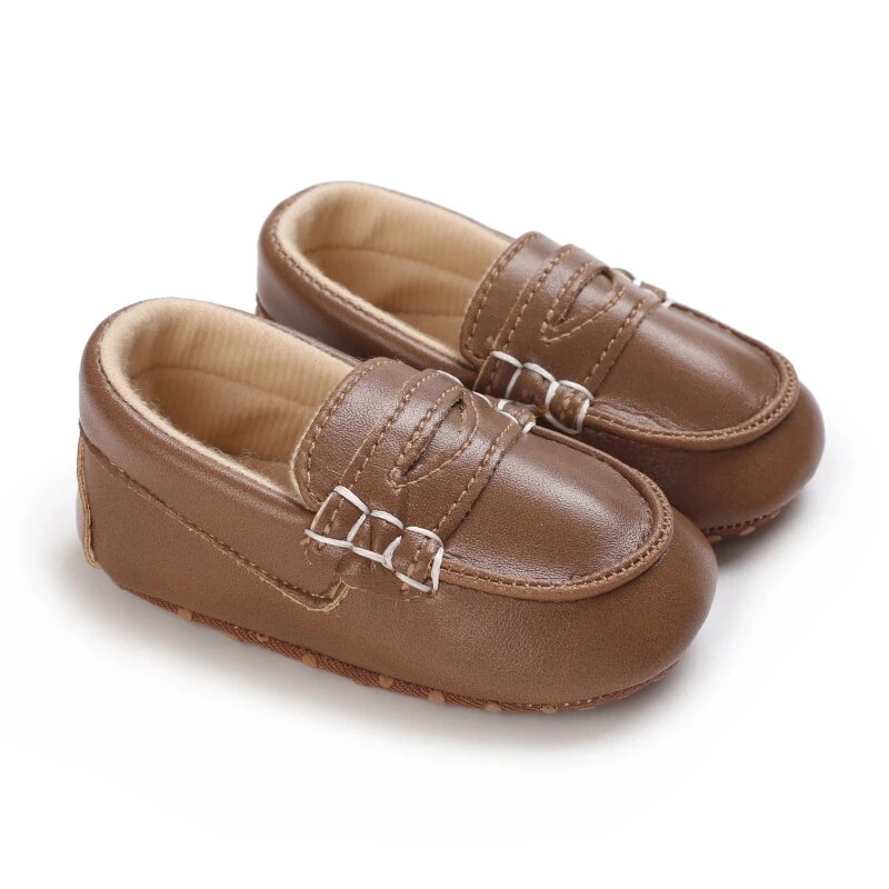 Newborn Baby Prewalker Boys Leather Gentleman Casual Shoes Girls Non-Slip Soft-Sole Infant Toddler First Walkers Baptism Shoes