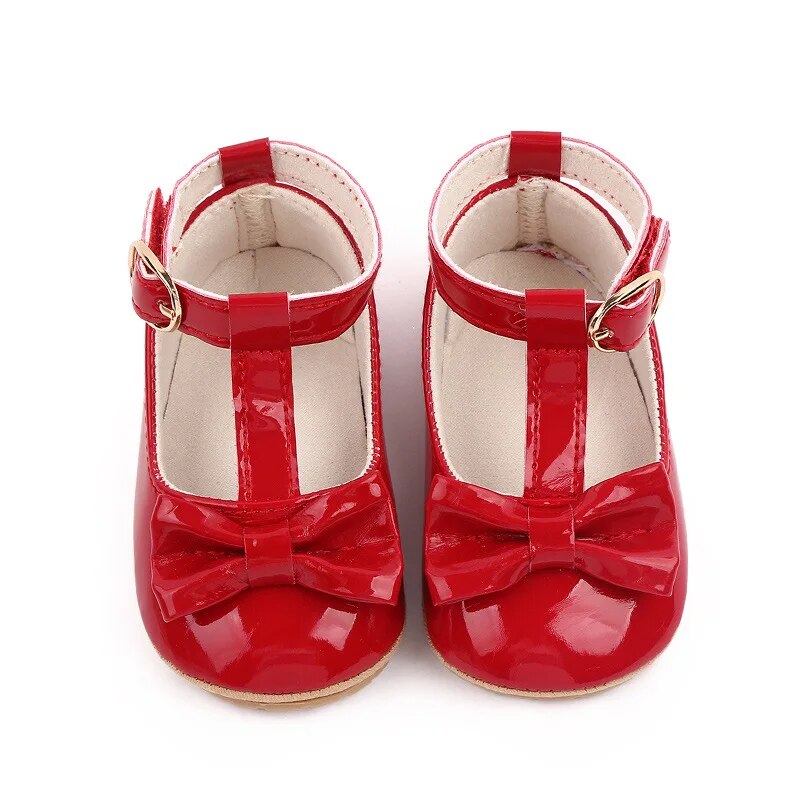 Baby Girls Sandals Solid Color Beautiful Bow Rubber Soft Bottom Anti-slip Newborn First Walkers Fashion Infant Princess Shoes