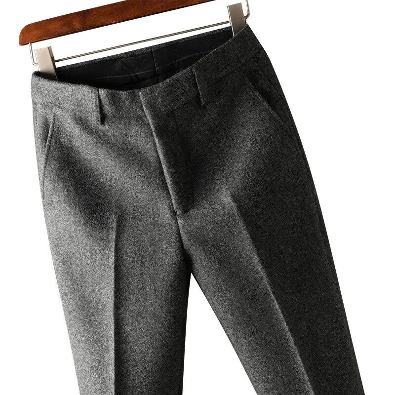 New Autumn And Winter Men's Suit Pants Fashionable Business Casual Wool Straight Formal Trousers