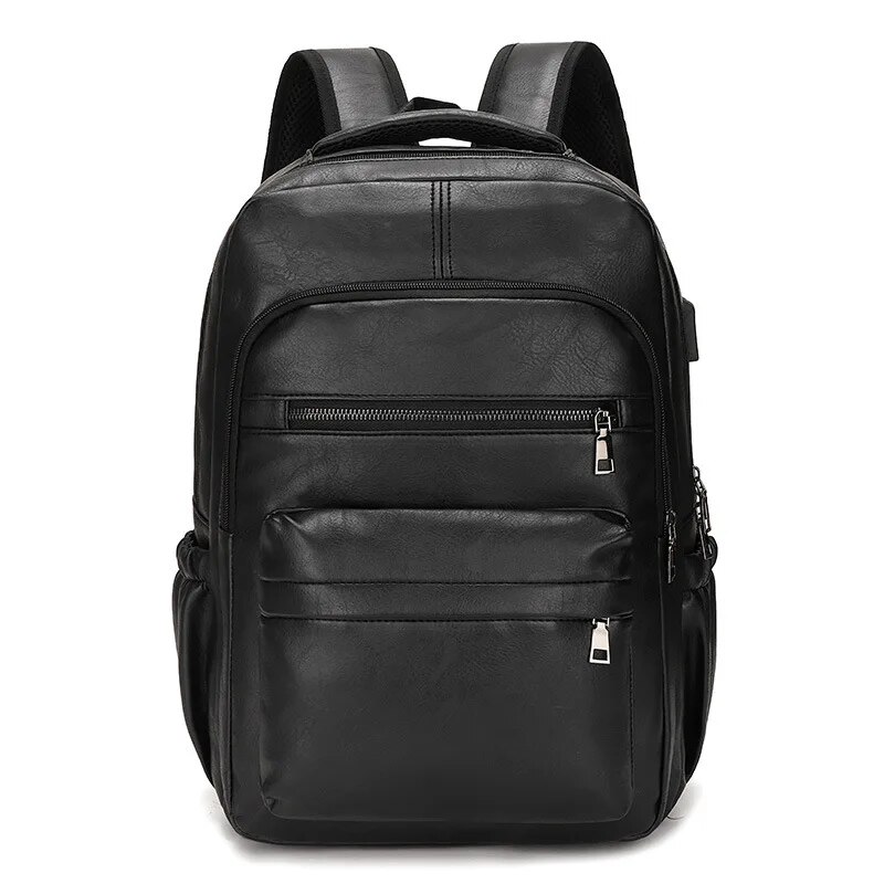 High Quality USB Charging Backpack Men PU Leather Bagpack Large Laptop Backpacks Male Mochilas Schoolbag For Teenagers Boys