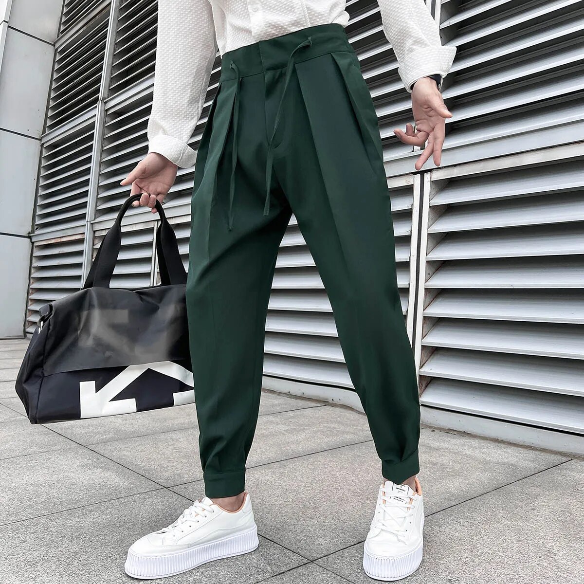 Summer Elastic Waist Drape Suit Pants Men's Busine...