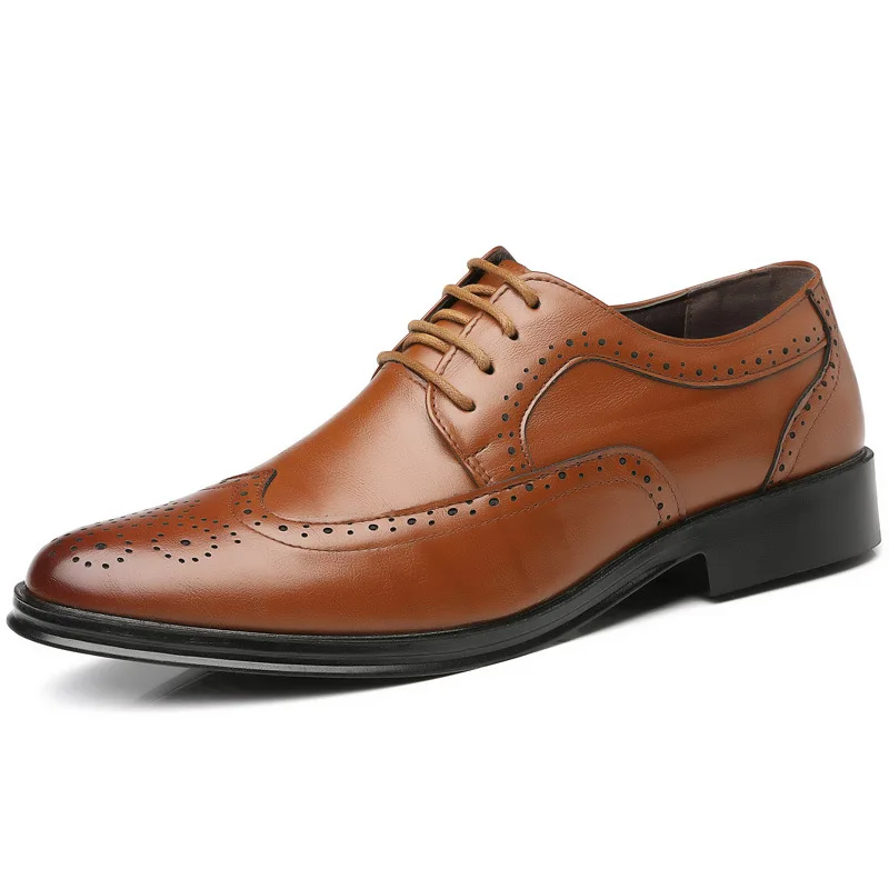 Mens Oxford Shoes Genuine Leather Brogue Dress Shoes Classic Business Large Size Formal Men Shoes