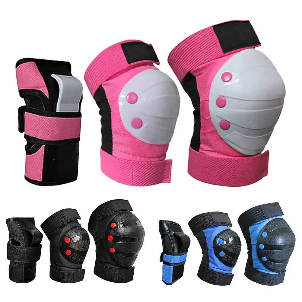 6Pcs/Set Adult Kid Roller Skating Knee Wrist Hand Brace Pads Protective Guard Knee Elbow Guard Pad Set For Bicycle Skateboard