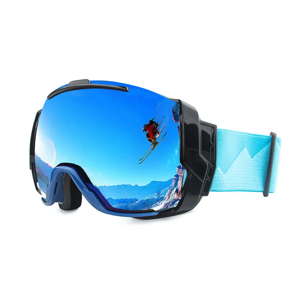 Ski Goggles UV400 Anti-fog with Sunny Day Lens and Cloudy Day Lens Options, Snowboard Sunglasses Wear Over Rx Glasses