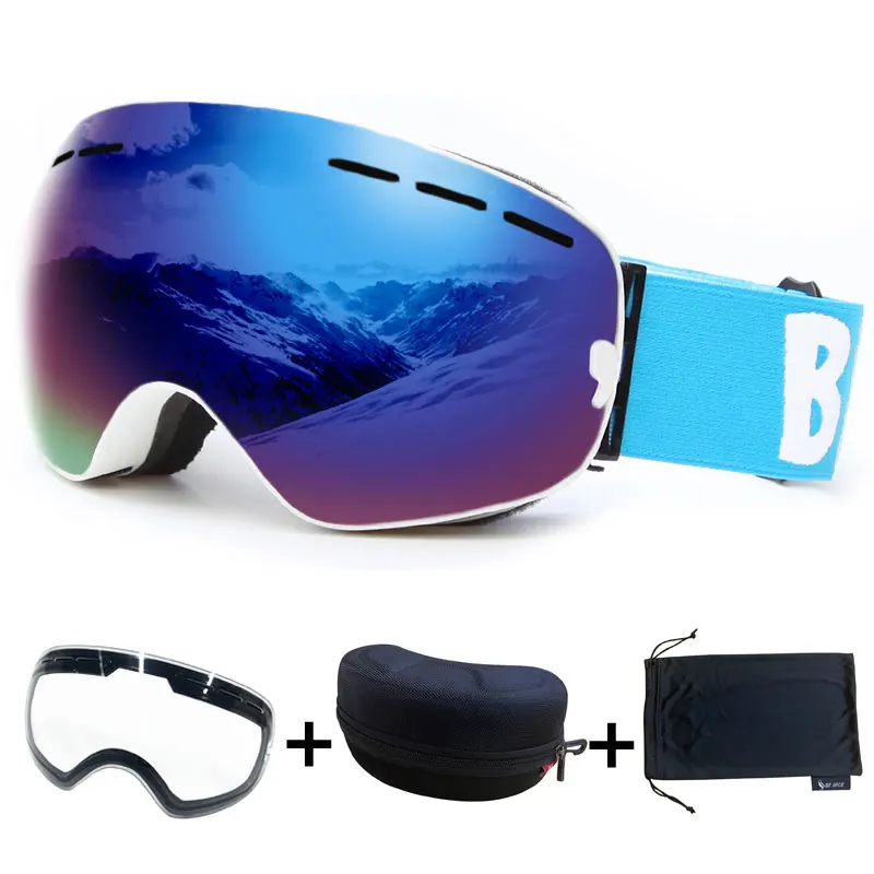 Anti-fog Double Layers Polarized Lens Ski Goggles Ski Glasses Skiing Snow Eyewear Mirror Clear Lens Set Snowboard Goggles