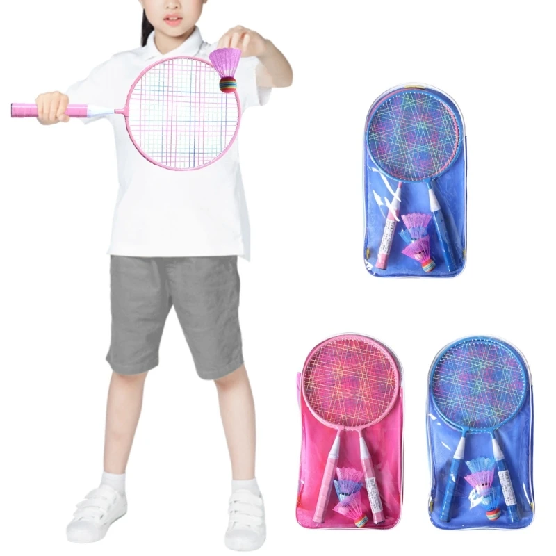 Kids Badminton Rackets Set of 2 Lightweight Children Badminton Sets Toddler Badminton Toy with 3 Shuttlecocks