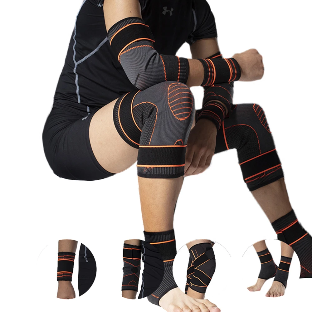 Breathable Sport Accessories Knee Elbow Wrist Pads Palm Ankle Suits Basketball Straps Controllable Elasticity Anti-slip Bandages
