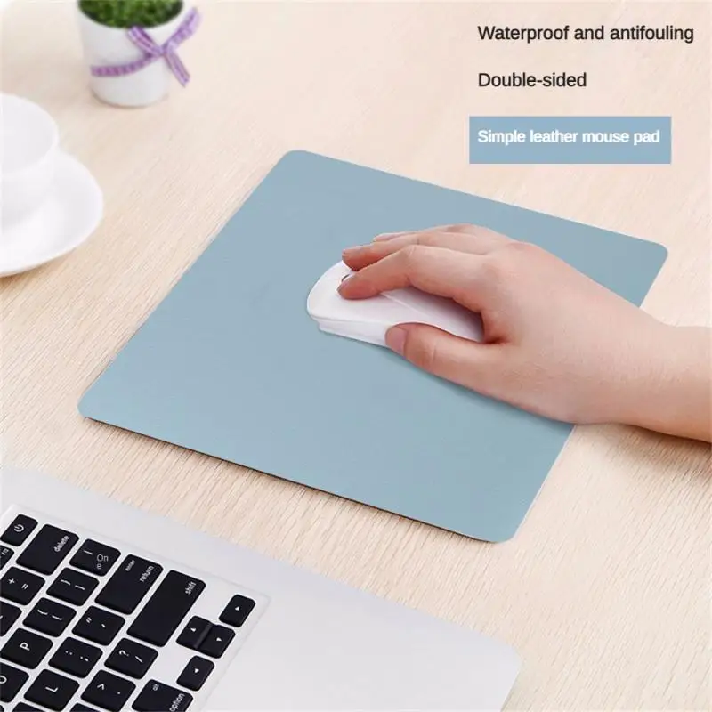 Small Size Office Mouse Pad Colorful Double-side Waterproof Desktop Protector Mat PU Leather Non-slip MousePad For Laptop PC