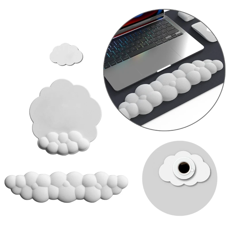 3PCS Cloud Wrist Rest Combo Mouse Wrist Support Pad Ergonomic PainRelief Desk Accessory Non Slip Rest Set