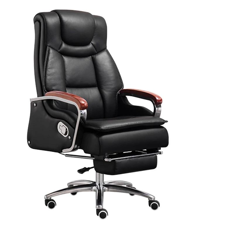 Genuine Leather Boss Office Chair Comfortable Computer Household Reclining Massage Chair Large Class Rotating Lift