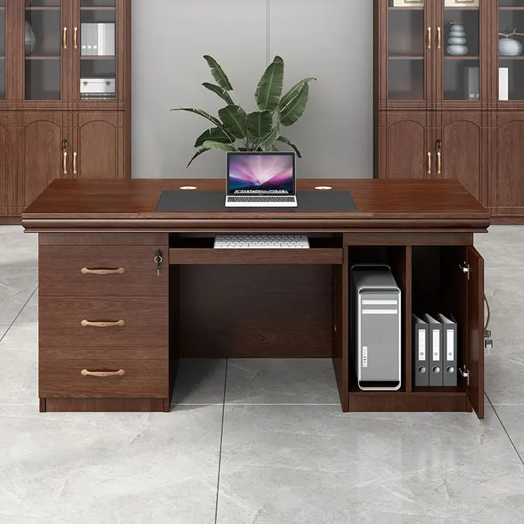 High-End Office Furniture Modern Manager Writing Desk With Wire Box President Boos Executive Table