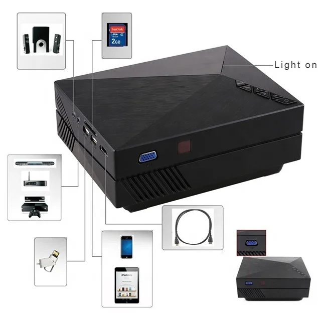HD Mini Portable LED Projector Office Home Mini LED Projector 1080p Decode Projector