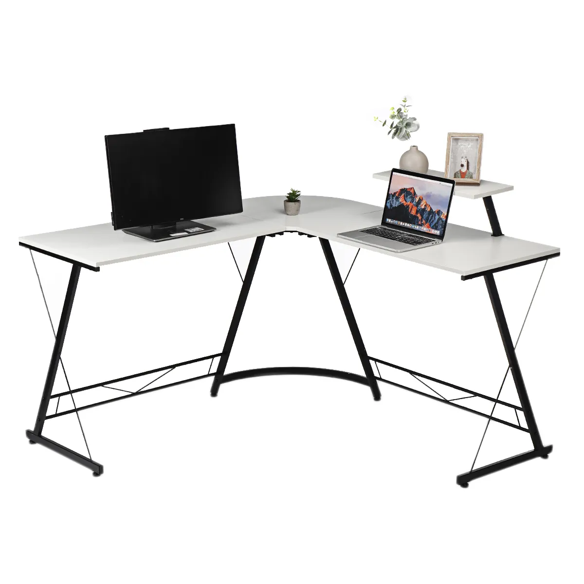 Modern Style L-Shape Computer Corner Desk Wooden Office Desk Desktop Stand Corner Office Computer Desk