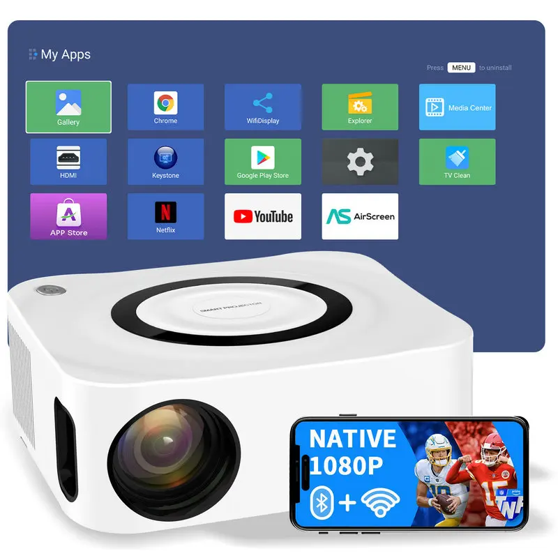 Android 11 Portable 5G WIFI Office Home Theater Video Projector 1080p Full HD Game Movie Proyector Beamer