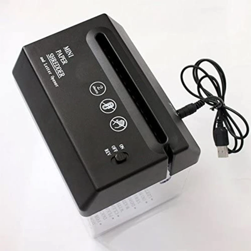 USB Electric Dual-Use Mini Paper Shredder Small Bill Letter Document Invoice Desktop Cutting Tool with Letter Opener