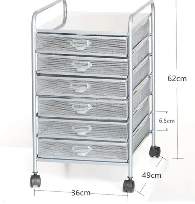 A4 5/6 Layers Iron Mobile File Cabinet Under Table Business Office Storage Drawer Storage Cart Metal Mesh File Rack