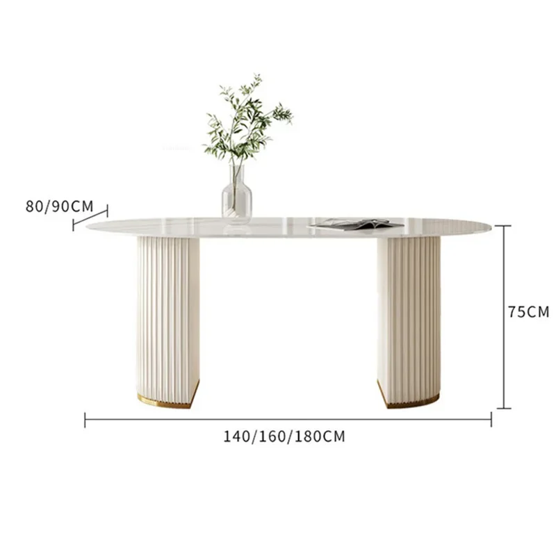 Nordic Light Luxury Rock Plate Dining Table and Chair Set Home Kitchen Dinning Table Dining Furniture Modern Oval Dining Tables