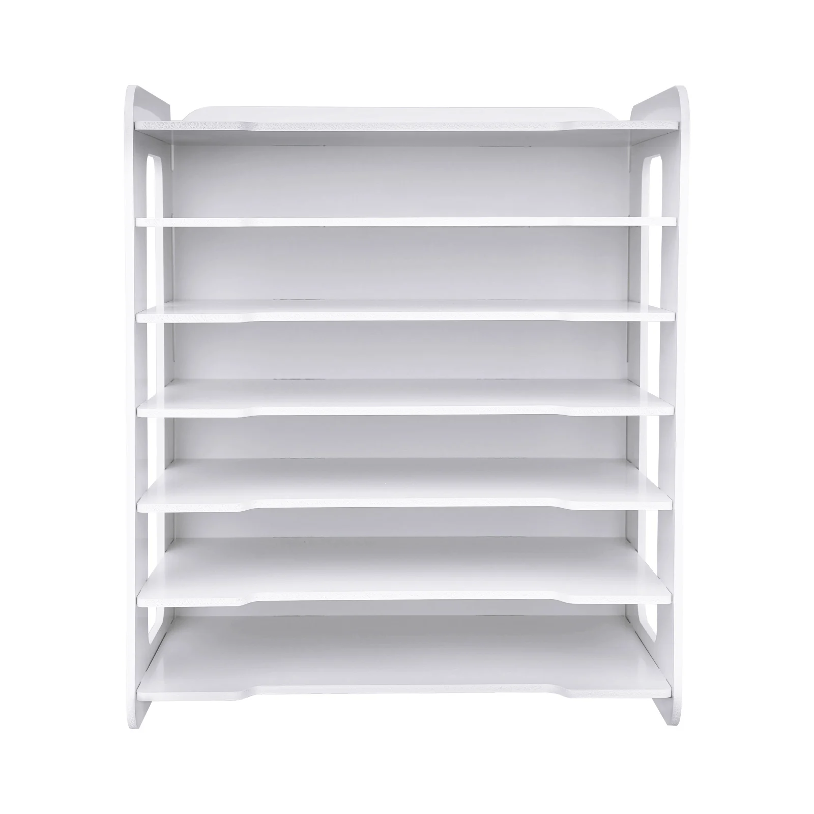 White Wooden File Rack for Office Desk, Desktop Organizers and Accessories, Letter Tray, Paper Sorter Holder, 7 Layers