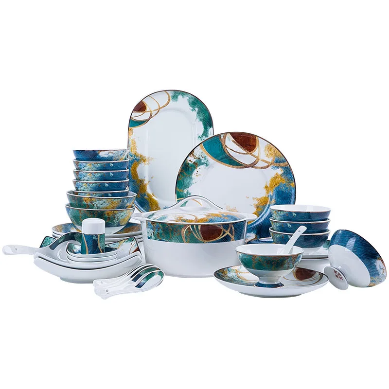 Bone Porcelain Tableware European-style High-end Gift Bowl And Plate Combination Ceramic Bowl And Saucer Set Household