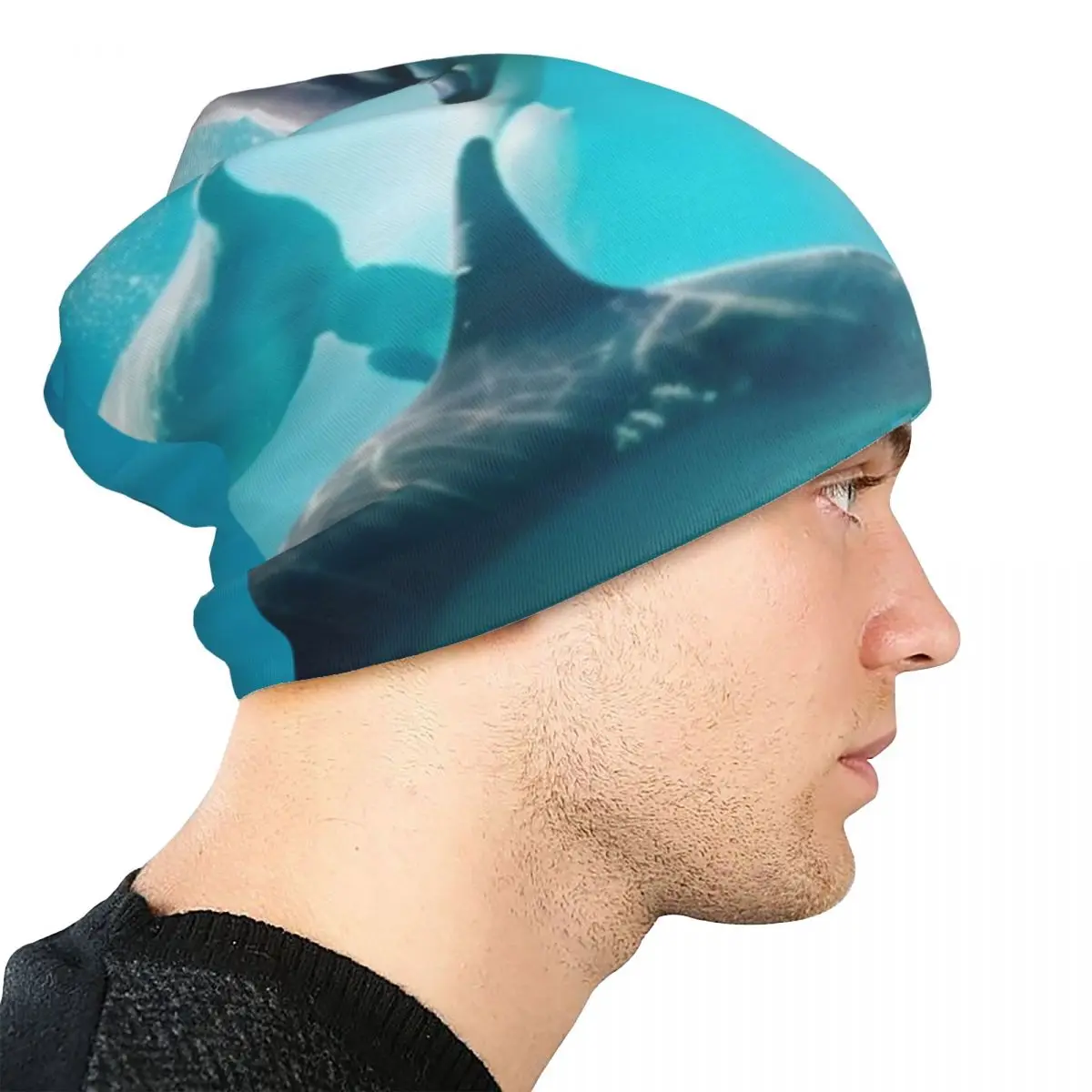 Swimming Bonnet Hats Under the Ocean Beanie Hats Graphic Skullies Beanies Autumn Winter Cute Unisex Kpop Elastic Dolphins Caps