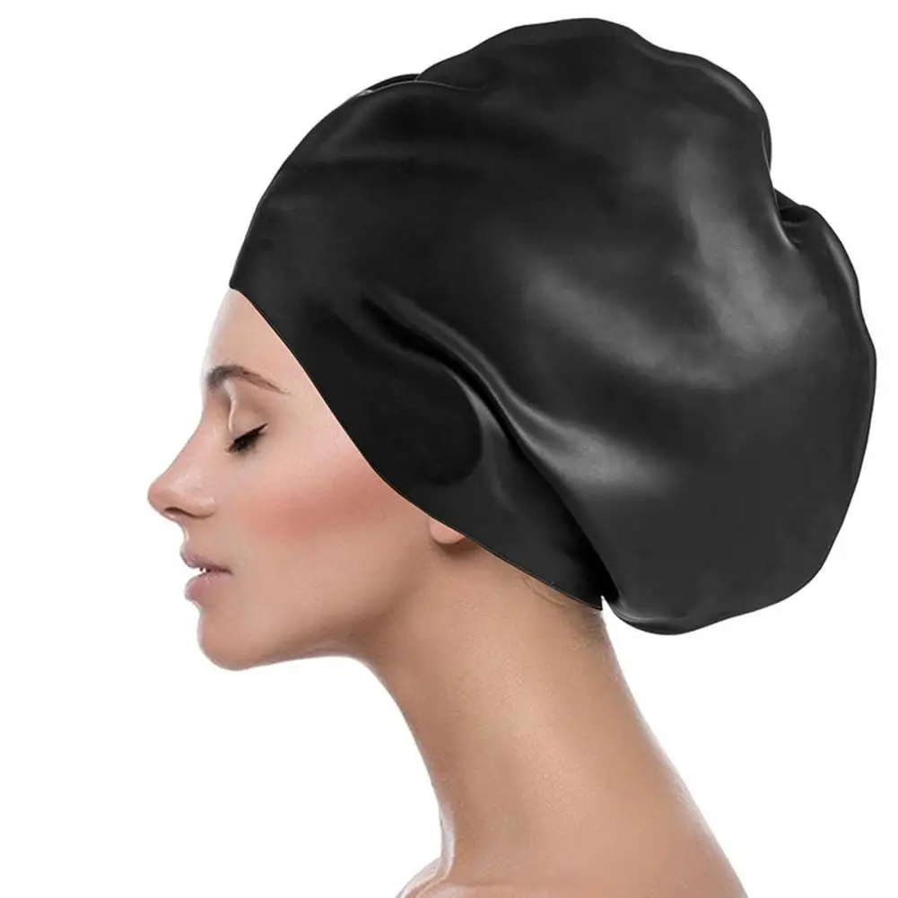 Silicone Extra Large Swimming Cap for Long Hair Braid Waterproof Women Ladies African Loose head Over Size Swim Caps for Women