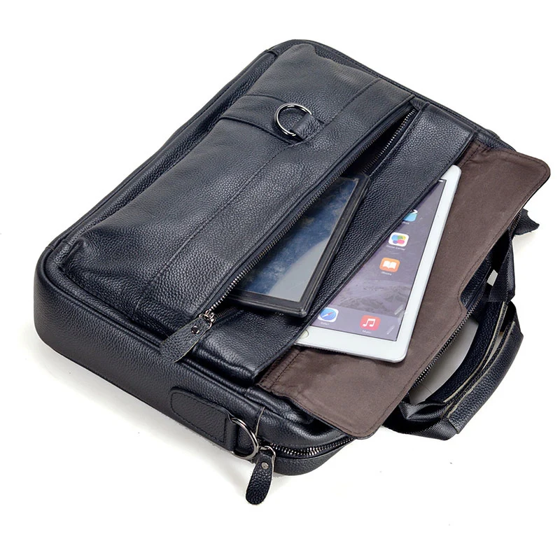Large Men's Genuine Leather Handbag for Men Business Travel A4 Paper Messenger Bag 14 Inch Laptop Shoulder Bag