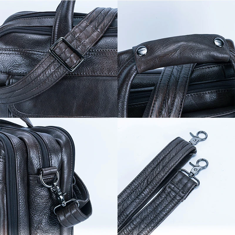 Men Travel Bag Soft Genuine Leather Big Handbag Large Capacity Travel A4 Bag Male Cowhide 15.6 inch Laptop Bag Men