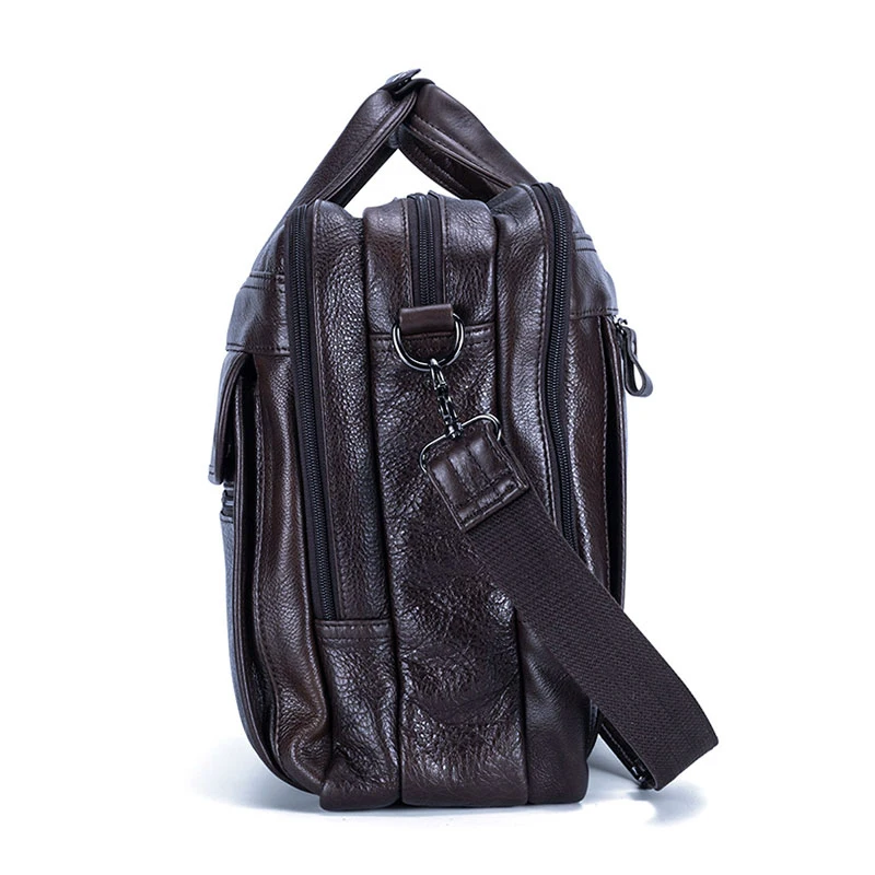 Men Travel Bag Soft Genuine Leather Big Handbag Large Capacity Travel A4 Bag Male Cowhide 15.6 inch Laptop Bag Men