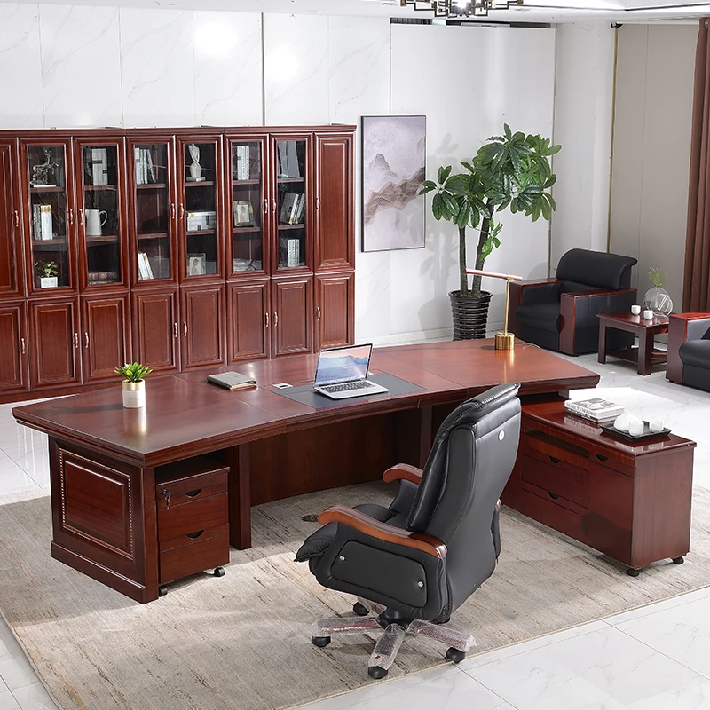 President Luxury Desk Table Non Slip Office Drawers Writing Desk Table Boss Modern Mesa Furniture