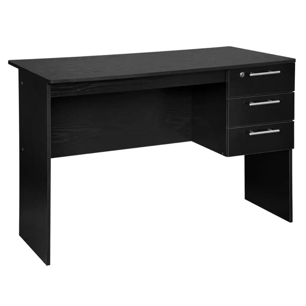 Computer Office Desk Black/ White Chipboard Table Pc Work Study Table With Drawers Lock