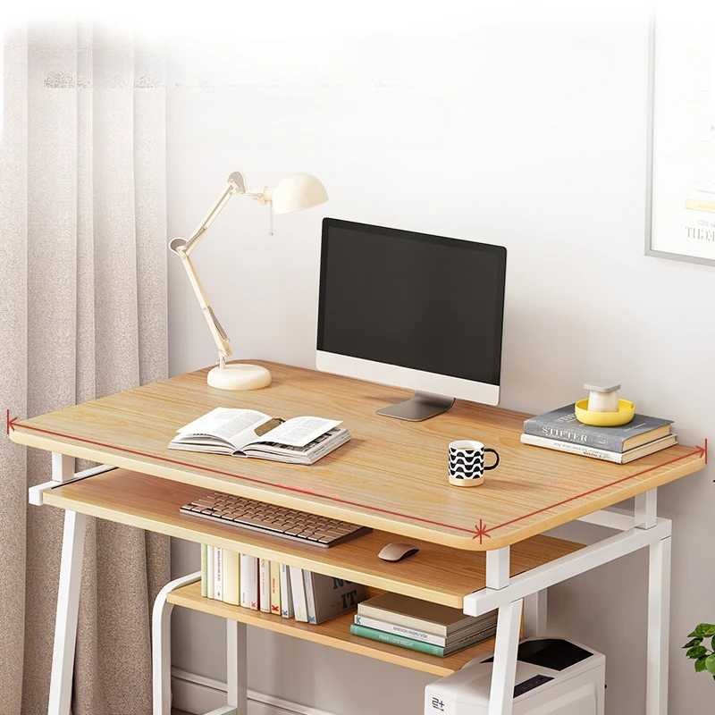 Small Computer Desk For Small Spaces  Modern Writing Table With Monitor Storage Shelf Laptop Desk