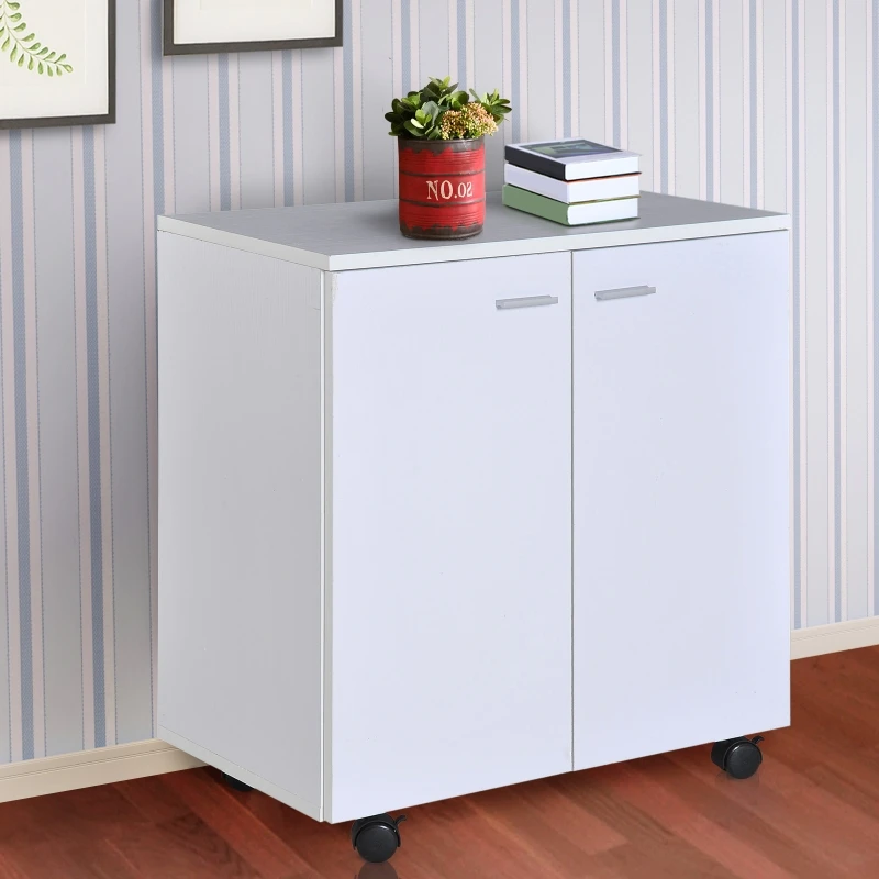 Multifunctional Filing Cabinets With Wheels Office Cabinets Mobile Wooden Stand With White