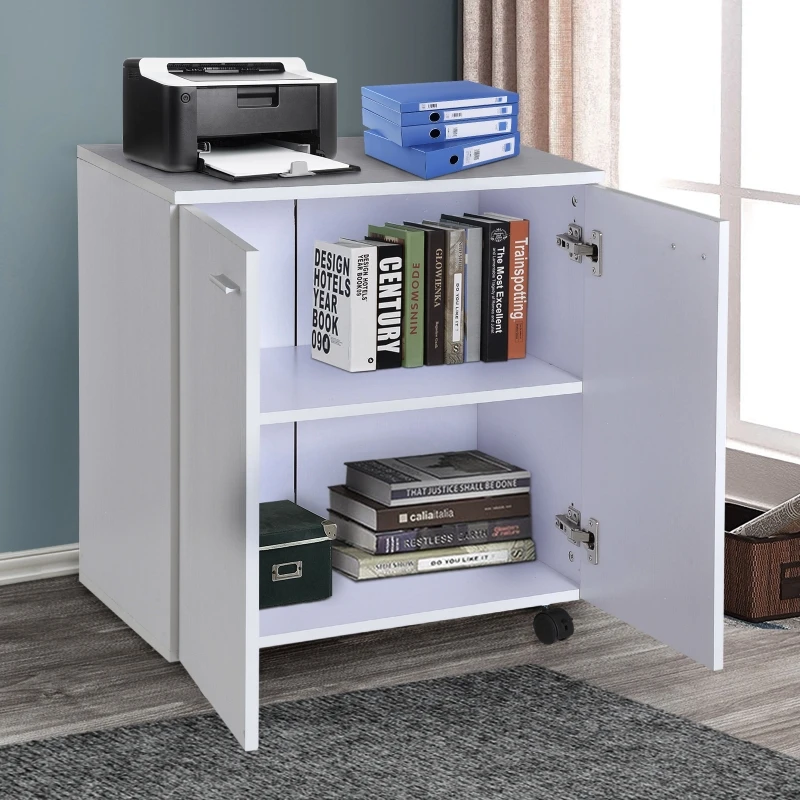 Multifunctional Filing Cabinets With Wheels Office Cabinets Mobile Wooden Stand With White