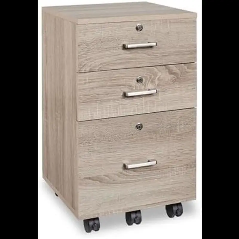 Mobile File CabinetsMobile Wooden Storage Filing CabinetRolling Wood File Cabinet 3-Drawer With Lock