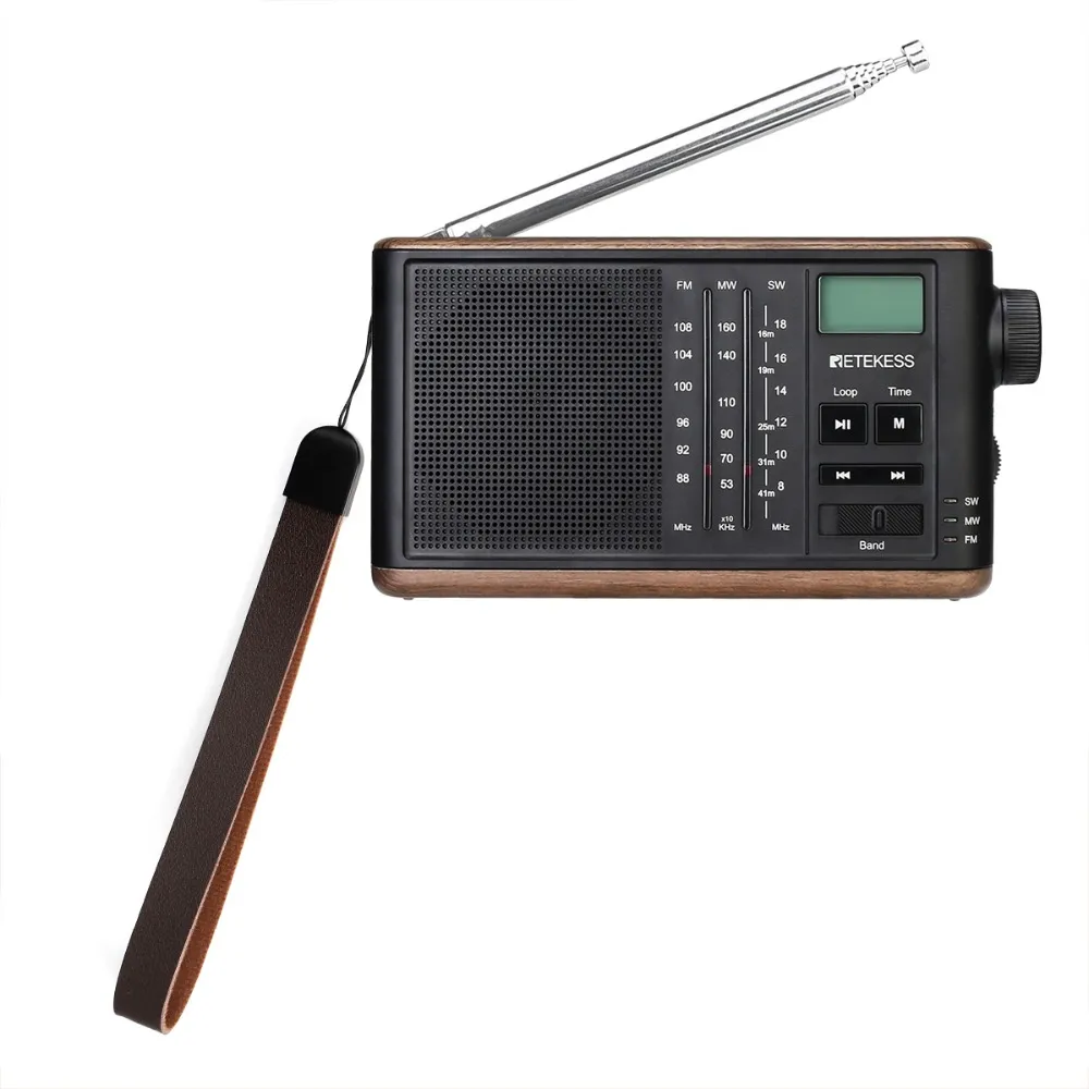 Portable Retro Radio FM/AM/SW 3 Bands Elderly Support TF Card USB Charging Stereo Audio Input Earphone Jack