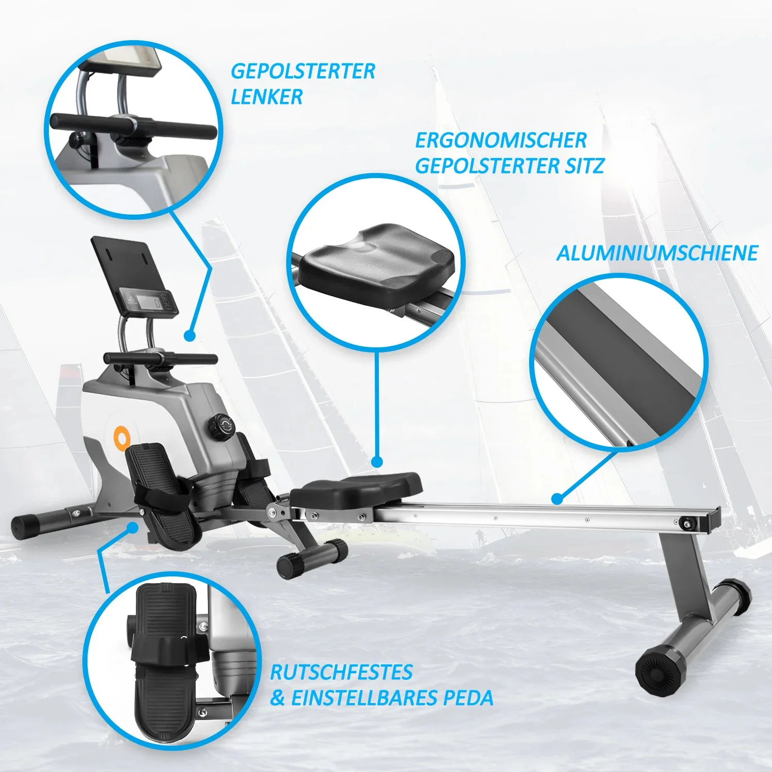 Magnetic Rowing Machine Folding Rowing Machine With Magnetic Clamping System Led Monitor