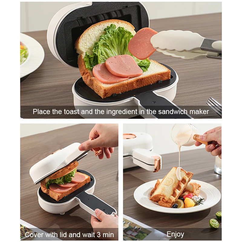 Double-Sided Press Sandwich Machine Frying Baking Pan Mini Cheese Grill Breakfast Maker Bread Hot Dog Toaster Electric Oven