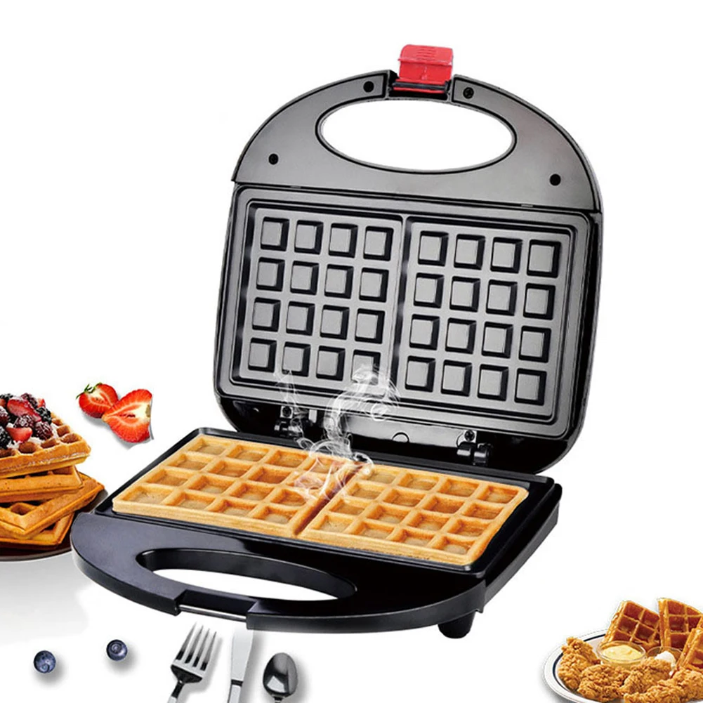 750W Mini Sandwich Machine Breakfast Maker Non-stick Coated Grill Waffle Iron Set Double Sided Heating Sandwich Toaster Kitchen