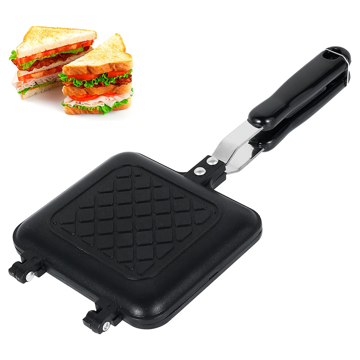 Aluminum Alloy Non-stick Sandwich Mold Waffle Easy Clean Bread Barbecue Plate Toast Double Side Frying Pan Utensilios