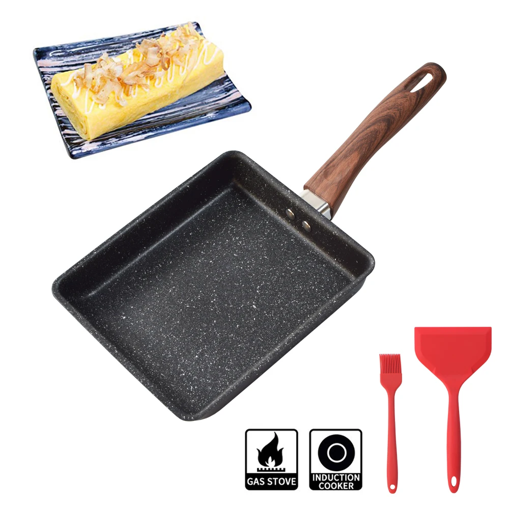 Omelette Egg Pan Nonstick Retangle Frying Pan with Anti Scalding Handle Stove and Induction Hob Compatible