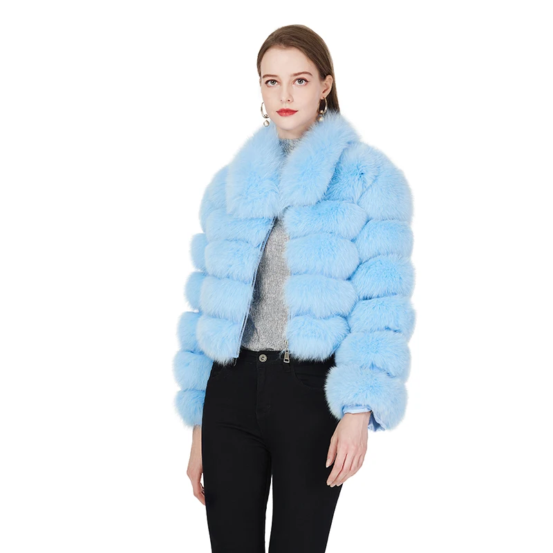 Natural Fox Fur Women's Coat Genuine Leather Real ...