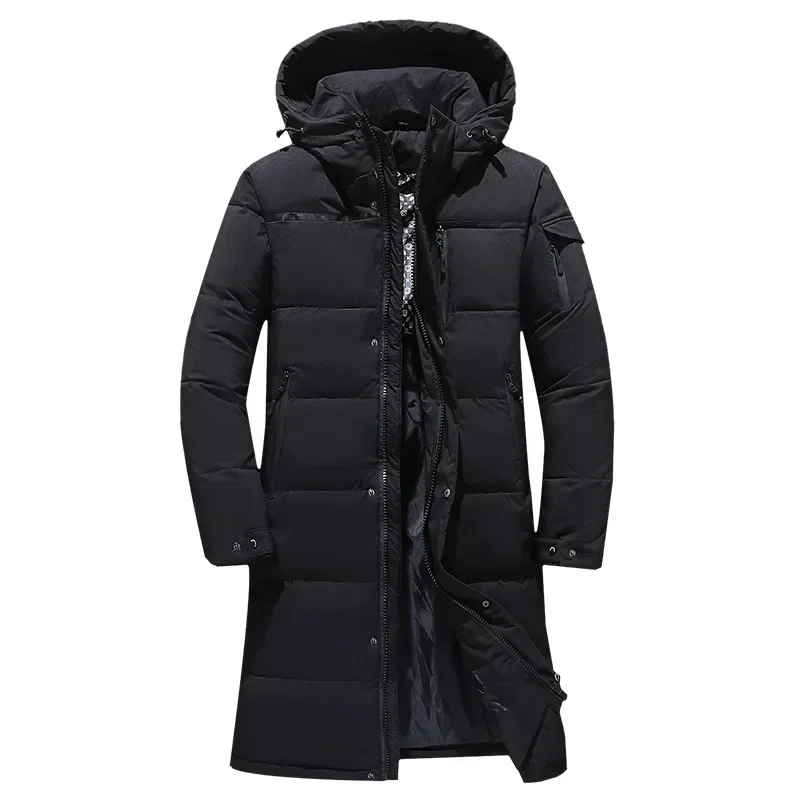 Winter Men's Down Jacket High-quality Thick Thermal Waterproof Long Parka Coat Men's White Duck Down Hooded Jacket